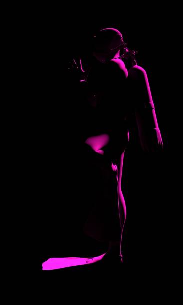 istock Diving sport concept. Human silhouette on dark background 1319022868