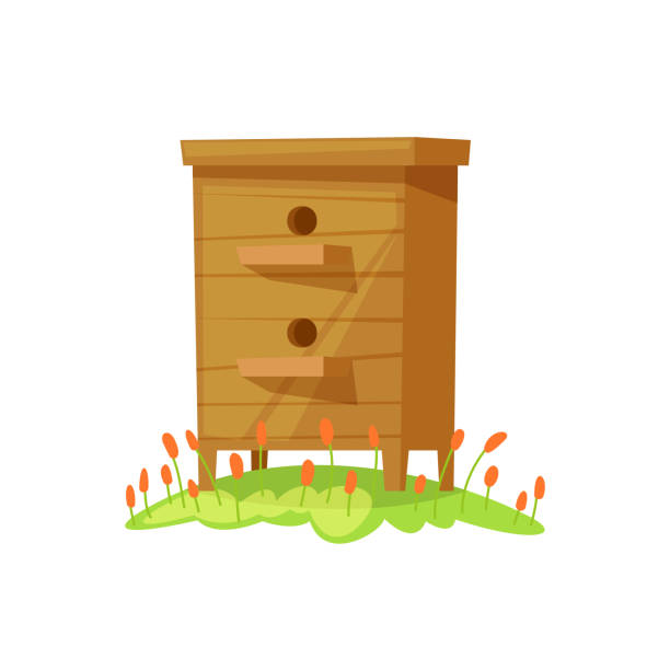 ilustrações de stock, clip art, desenhos animados e ícones de beehive in cartoon style - apicultura ilustrações