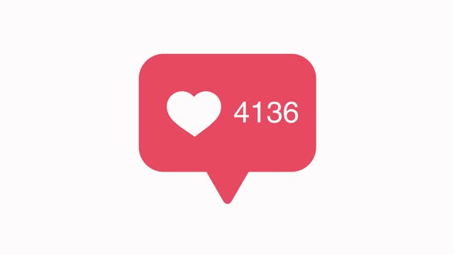 Counter of likes on pink rectangular sign on white background, animation video.