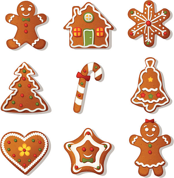 진저 쿠키 - gingerbread cookie stock illustrations