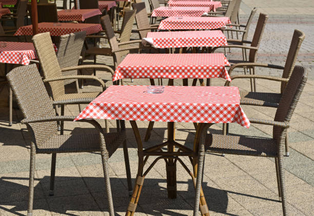 istock Dining tables and chairs outdoor 1319024865