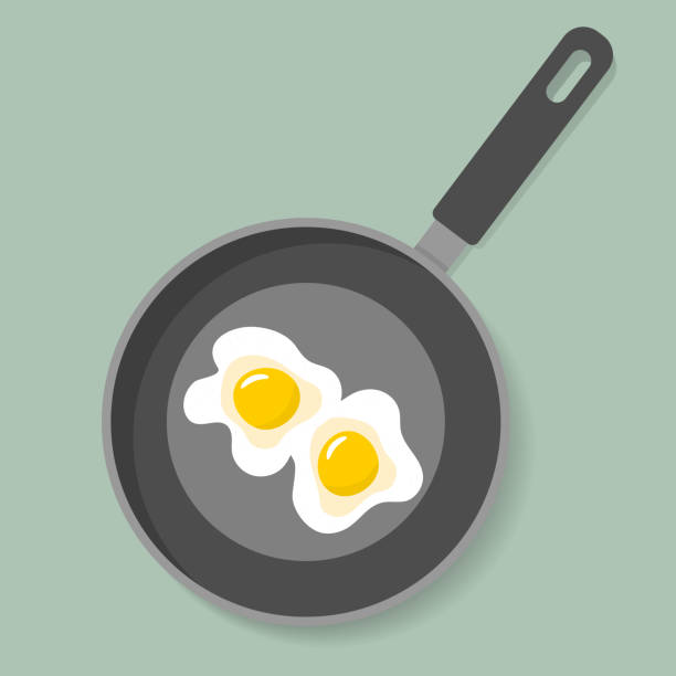 家庭料理、目玉焼き、フライパンの目玉焼き - omelet breakfast eggs onion点のイラスト素材／クリップアート素材／マンガ素材／アイコン素材