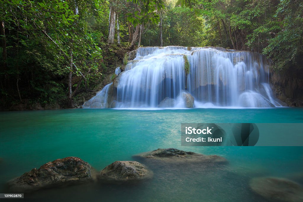 Erawan Waterfall in Kanchanaburi, Thailand Beauty In Nature Stock Photo