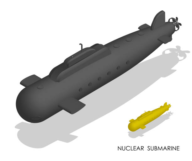 ilustrações de stock, clip art, desenhos animados e ícones de isometric military combat submarine. nuclear navy. realistic 3d vector - submarine navy underwater military ship