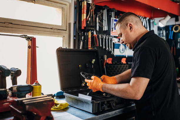 istock Male mechanic in his workshop 1319030596