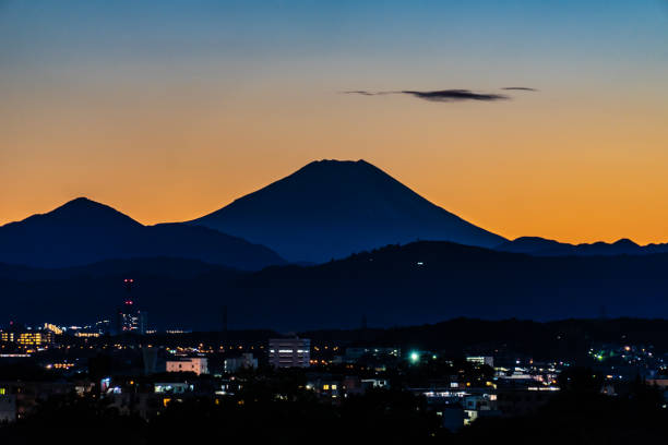 istock Fuji and winter evening landscape (Tachikawa) 1319034482