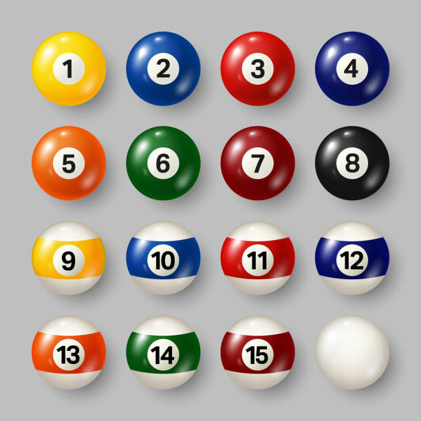 istock Colorful billiard, pool balls with numbers on gray background. Realistic glossy snooker ball. Vector illustration 1319037015