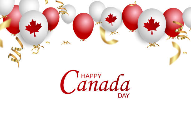 ilustraciones, imágenes clip art, dibujos animados e iconos de stock de ilustración vectorial del día de canadá, bandera canadiense y hojas de arce, vector rojo y blanco - canada canada day canadian flag canadian culture