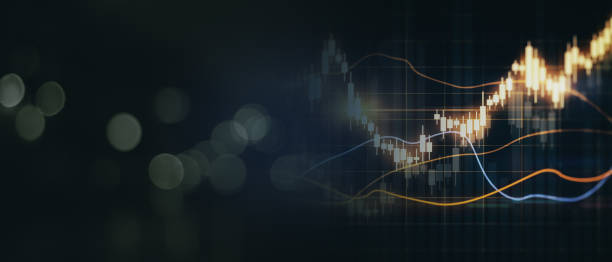 istock Forex market exchange concept with dark technological wallpaper with glowing digital financial chart candlestick and diagram. 3D rendering, mock up 1319049951