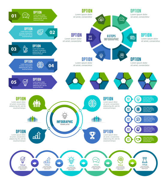 インフォグラフィック要素 - 6 concepts点のイラスト素材／クリップアート素材／マンガ素材／アイコン素材