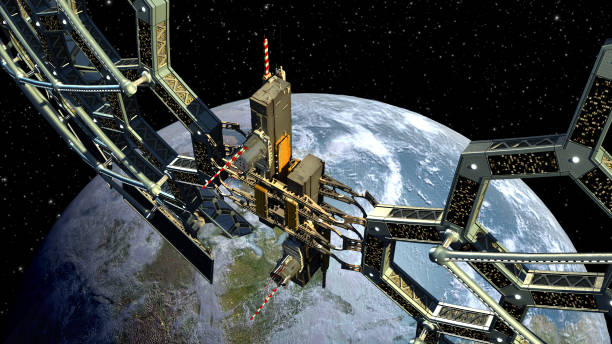 istock A space station, honeycomb structure near Earth 1319058778