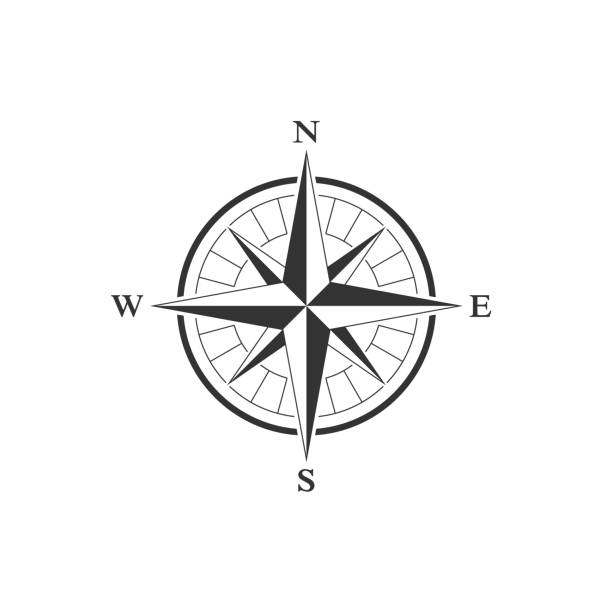 Wind rose Compass graphic icon. Wind rose sign. Vintage symbol isolated on white background. Vector illustration compass rose stock illustrations