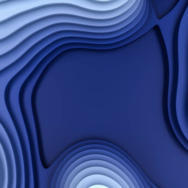 istock Layered paper cutout model. 3d rendered abstract background in blue and white 1319061919