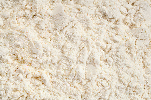 Closeup of vanilla whey protein powder stock photo