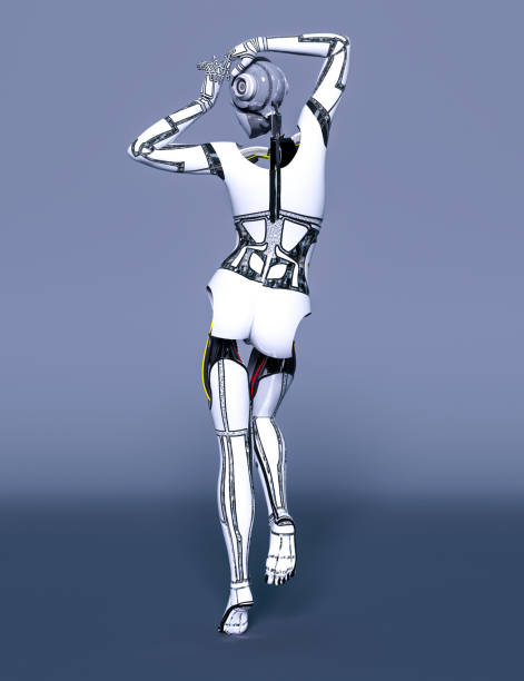 istock Robot woman. White metal droid. Artificial Intelligence. 1319063142