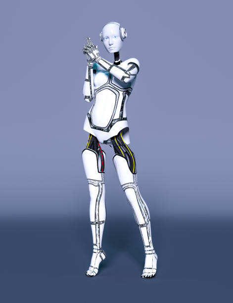 istock Robot woman. White metal droid. Artificial Intelligence. 1319063210