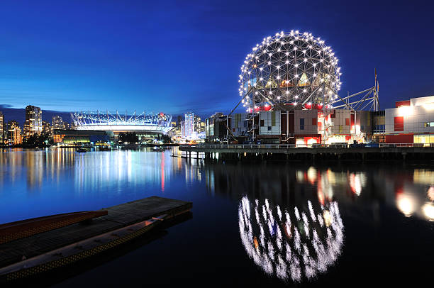 istock Vancouver Science World and BC Stadium at night 131906367