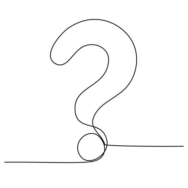 soru i̇şareti sürekli çizgi bir çizgi çizim yalıtılmış vektör illüstrasyon - questions stock illustrations