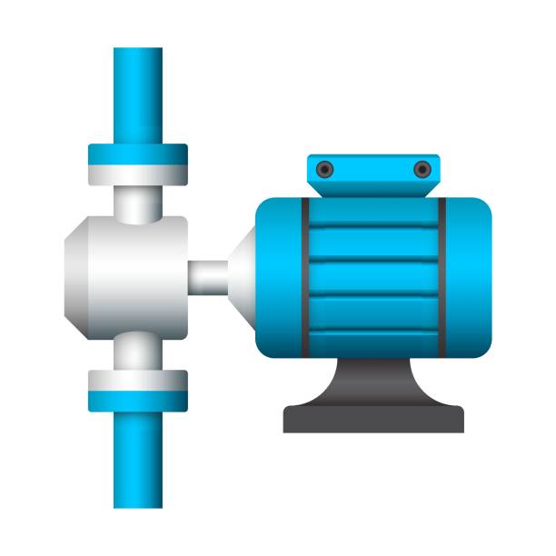 제어, 분배 및 공급 물을 위해 흰색 배경에 격리 된 물 펌프 벡터 일러스트 디자인. - turbine small electric motor electricity stock illustrations