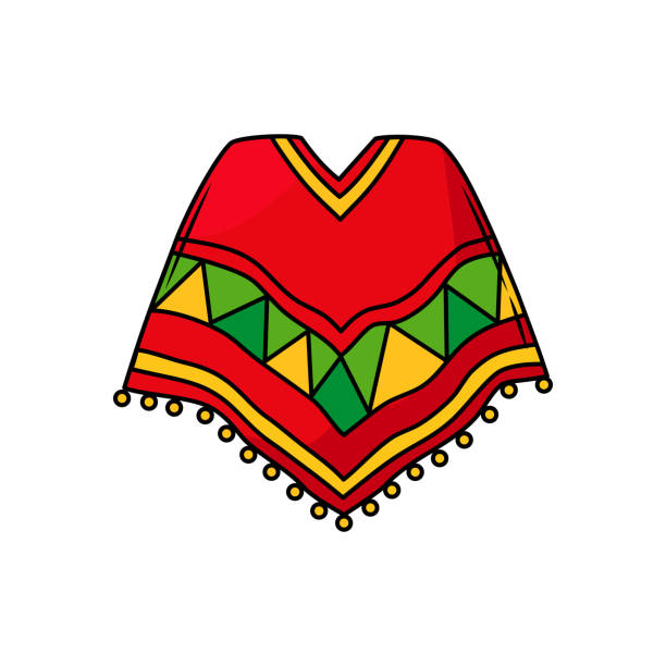 illustrazioni stock, clip art, cartoni animati e icone di tendenza di i poncho sono l'abbigliamento nazionale messicano. abbigliamento tradizionale luminoso. costume etnico in stile cartone animato. vettore. - poncho