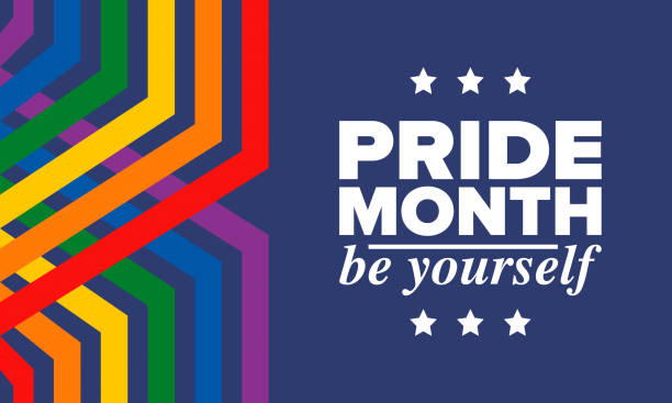 LGBTQIA Pride Month in June. Lesbian Gay Bisexual Transgender. Celebrated annual. LGBT flag. Rainbow love concept. Human rights and tolerance. Poster, card, banner and background. Vector illustration LGBTQIA Pride Month in June. Lesbian Gay Bisexual Transgender. Celebrated annual. LGBT flag. Rainbow love concept. Human rights and tolerance. Poster, card, banner and background. Vector illustration pride flag stock illustrations
