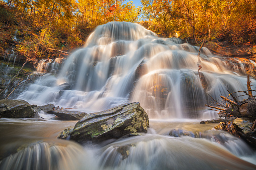 Yellow Branch Falls, Walhalla, South Carolina, USA in the autumn season.