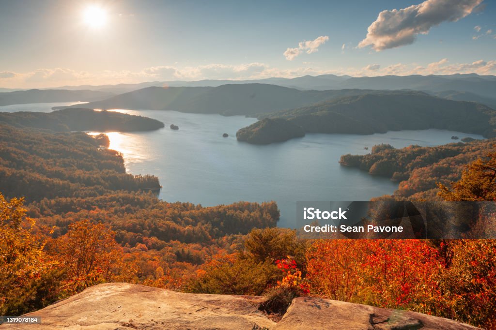 Lake Jocassee, South Carolina, USA Lake Jocassee, South Carolina, USA in early autumn. South Carolina Stock Photo