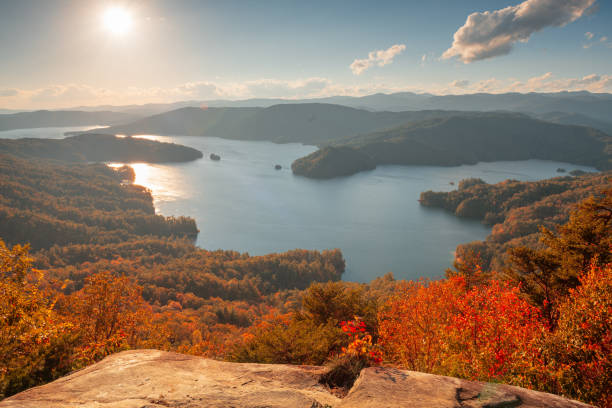 Lake Jocassee, South Carolina, USA Lake Jocassee, South Carolina, USA in early autumn. observation point stock pictures, royalty-free photos & images