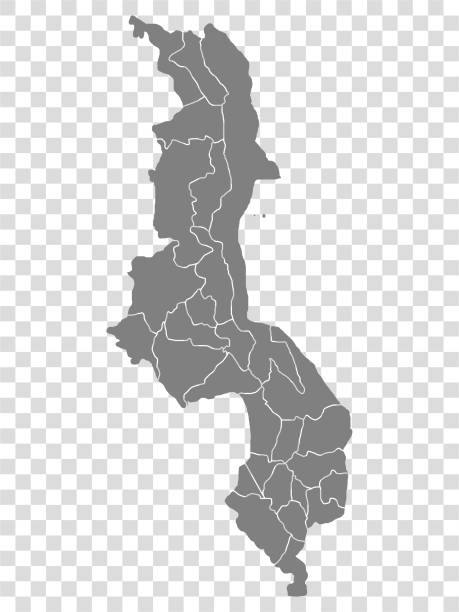 pusta mapa malawi. mapa dzielnic malawi. wysoka szczegółowa mapa wektorowa republika malawi na przezroczystym tle dla projektu strony internetowej, logo, aplikacji, interfejsu użytkownika.  eps10. - republic of malawi stock illustrations