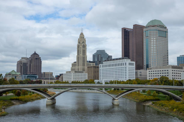 istock Columbus Ohio Skyline with the W Rich St Bridge 1319080232