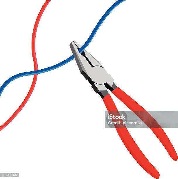 Pincers Cutting An Electric Line Stock Illustration - Download Image Now - Cable, Cutting, Pliers