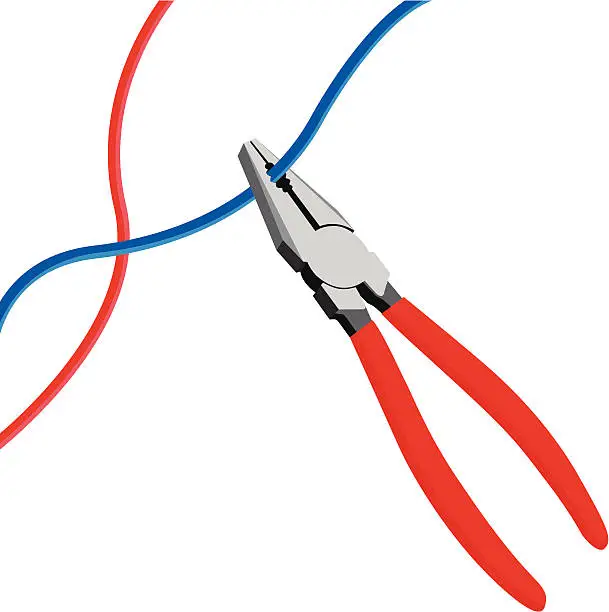 Vector illustration of Pincer's cutting an electric line