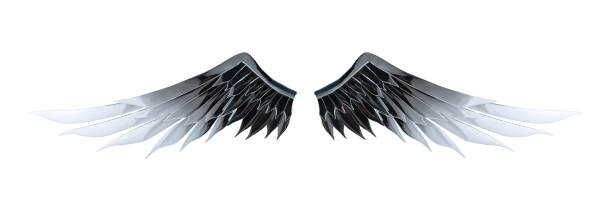 istock Metal silver angel wing isolated on white background with clipping path 1319093912