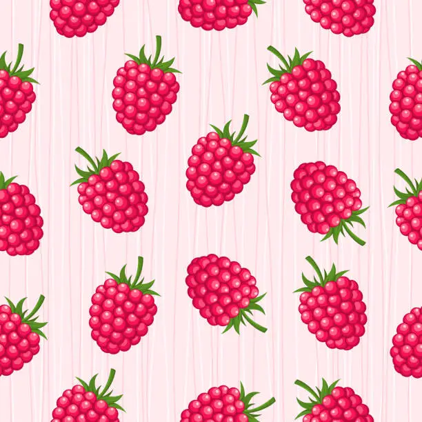 Vector illustration of Raspberries seamless pattern.