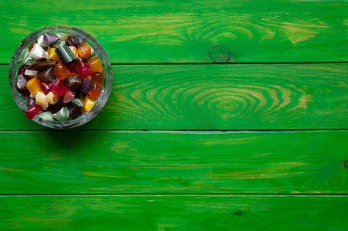 Colorful hard candy in bowl