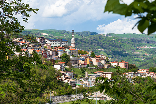 Plateau of Asiago, view of Lusiana (Altopiano di Asiago) - panorama