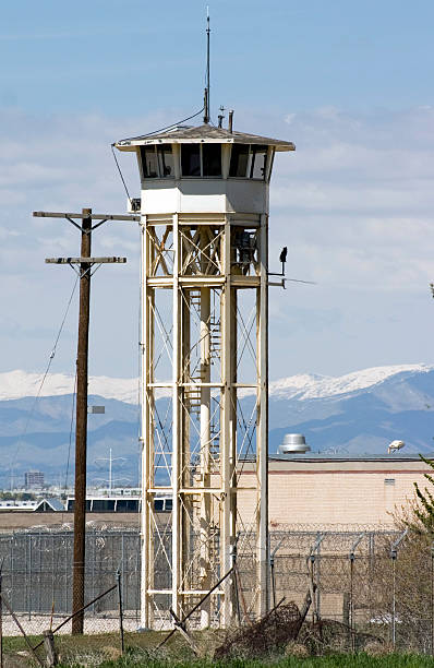 Prison Guard Tower Guard tower at the Utah State Prison. prison guard stock pictures, royalty-free photos & images