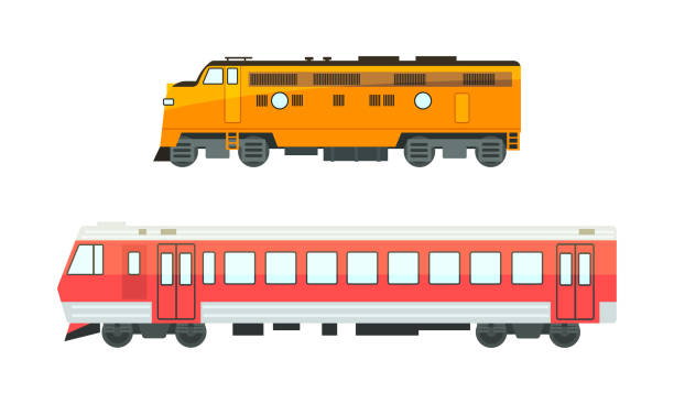 istock Set of Railway Locomotives, Railroad Transport Flat Vector Illustration 1319100120