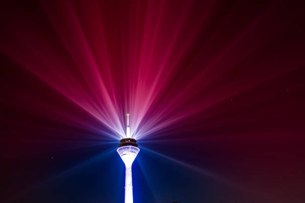 Duesseldorf, Rhine Tower with Laserstrahen