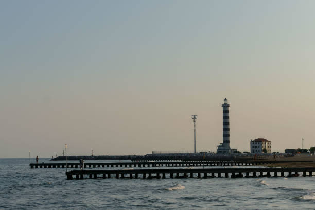 Pier Beach of Lido di Jesolo at adriatic Sea in a beautiful summer day Italy
