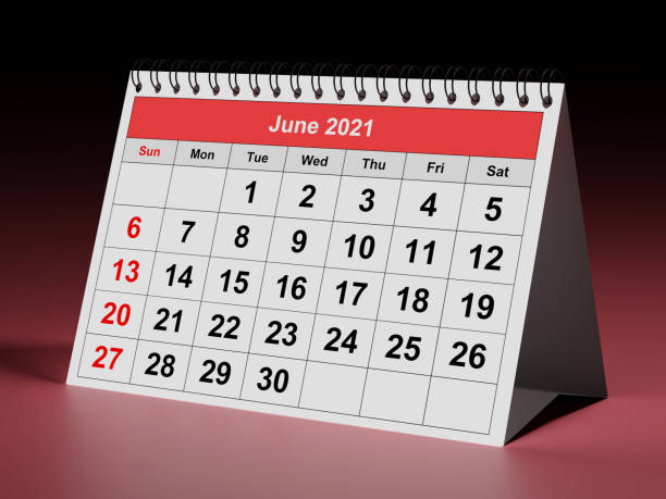 uma página do calendário mensal anual - mês junho de 2021 - june calendar page personal organizer - fotografias e filmes do acervo