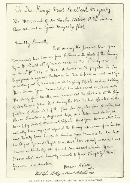 istock Letter by Horatio Nelson, British Navy hero, asking for promotion, 1797 1319112416