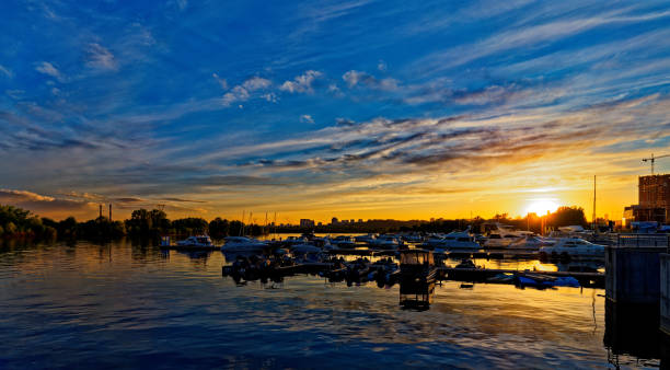 istock Beautiful sunset over the river 1319118522