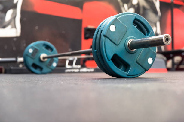 istock Steel dumbbells on gym 1319125624