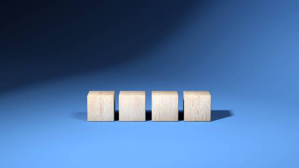 istock Wooden cubes isolated on blue background. 1319126842
