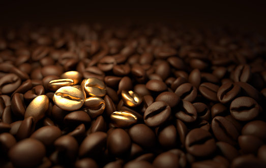 Roasted Coffee Beans on wooden background