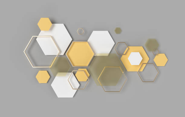 istock Hexagonal abstract background, depth of field effect. Modern cellular honeycomb 3d panel with hexagons. Ceramic, concrete, glass tile. 3d wall texture.  Geometric background for interior wallpaper design 1319134563
