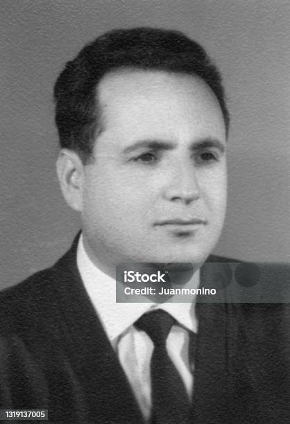 Vintage Image Portrait Headshot Studio Photo Of A Pensive Man Looking Away Stock Photo - Download Image Now