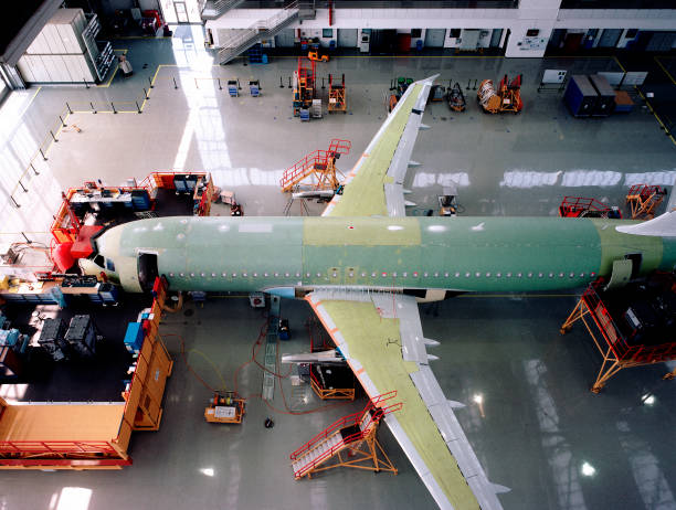 istock Aircraft factory assembly line 131914246