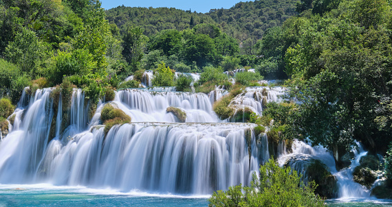 National Park waterfalls of Krka river near Sibenik town in Dalmatia in Croatia